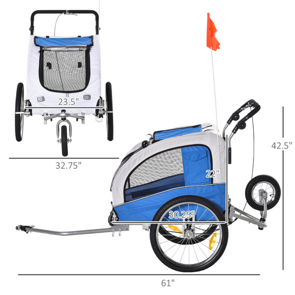 Aosom PawHut Durable Pet Dog Bicycle Trailer Jogger Stroller & Reviews